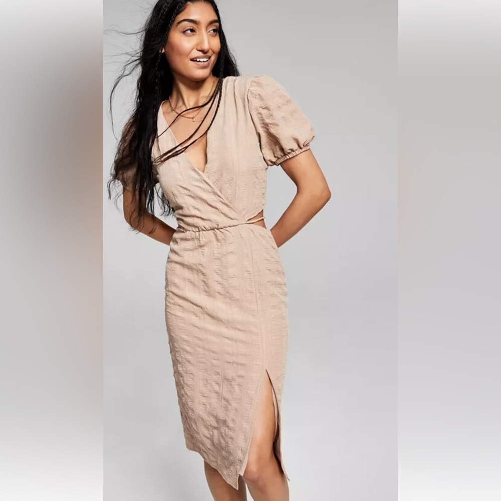 Elegant Tan Midi Dress